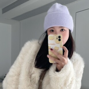 颜小姐/兔毛毛线帽 加厚兔毛针织帽针织帽大头围毛线帽女冬护耳