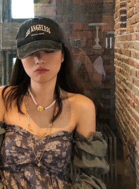 水洗灰色鸭舌帽舌帽女百搭棒球帽潮时尚春夏防晒遮阳帽ins女街头