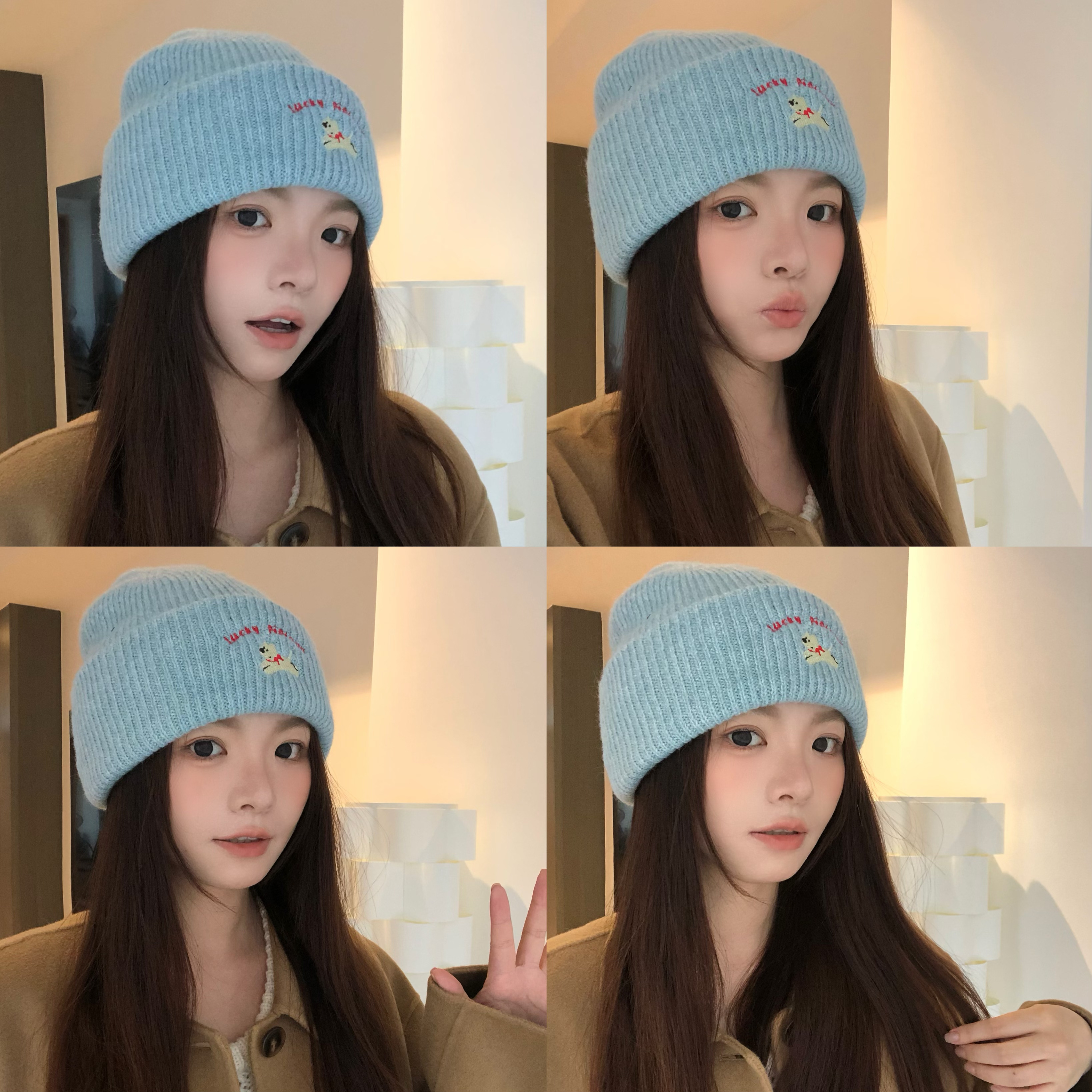 暖糯小狗自留百搭针织毛线帽