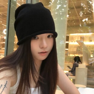 颜小姐/春夏加大加宽显脸小冷帽冷帽网红帽子女毛线帽堆堆帽大头