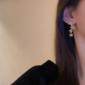 韩国东大门同款 百搭花朵耳钉耳夹无耳洞 微镶锆石清新花耳环时尚