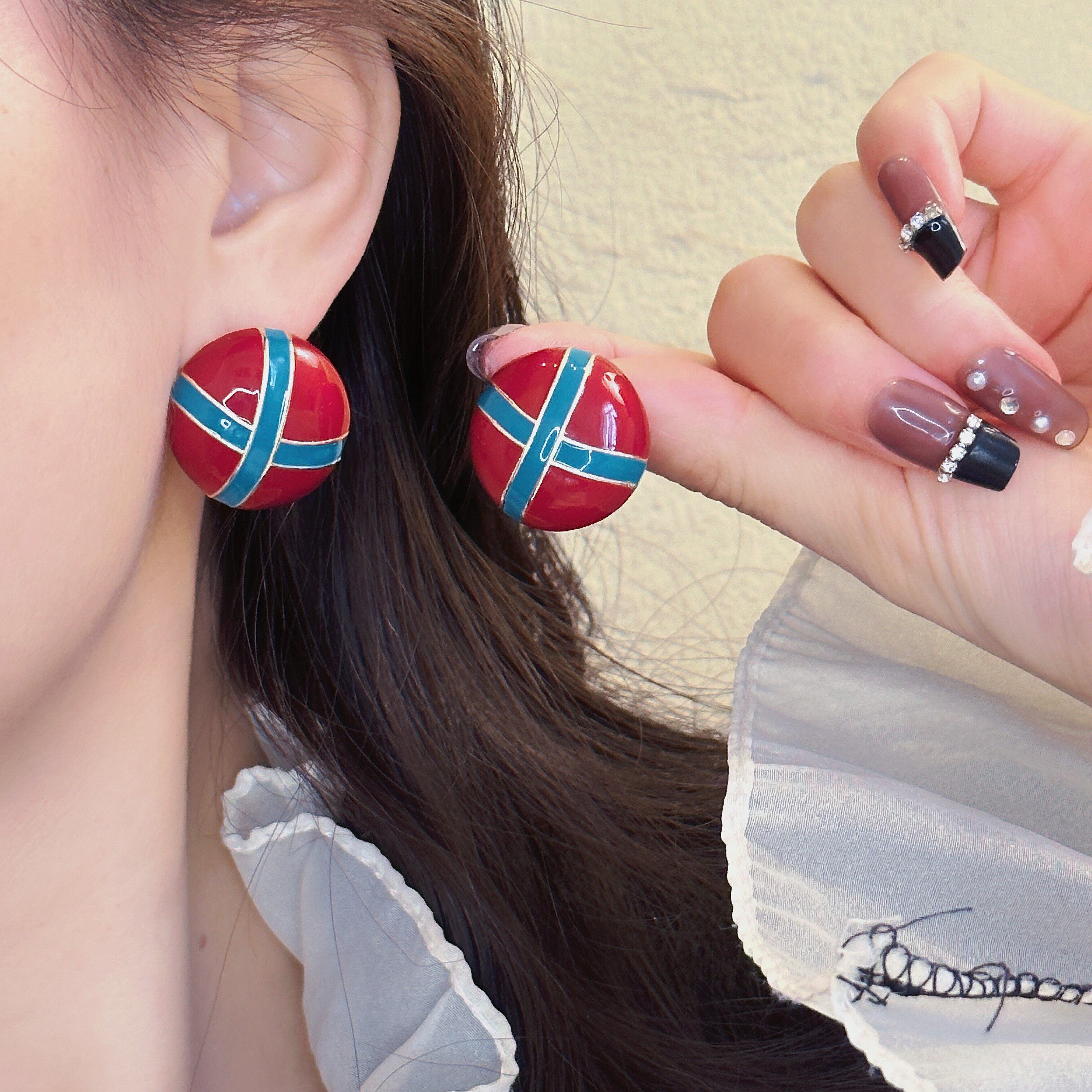 法式复古赫本风耳环耳钉红色珐琅滴釉宫廷风vintage中古耳饰耳,饰品/流行首饰/时尚饰品新,耳环,淘宝优惠券,粉丝福利购,淘宝优惠卷