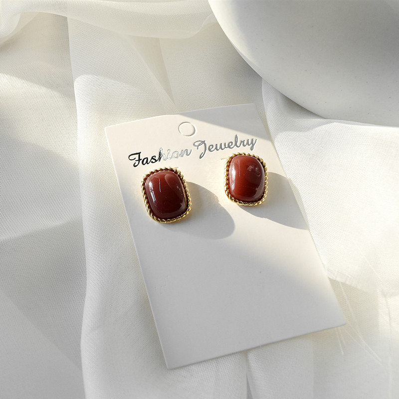 日韩时尚简约耳环气质大方小众安哥拉红色几何方块耳钉耳夹女,饰品/流行首饰/时尚饰品新,耳钉,淘宝优惠券,粉丝福利购,淘宝优惠卷