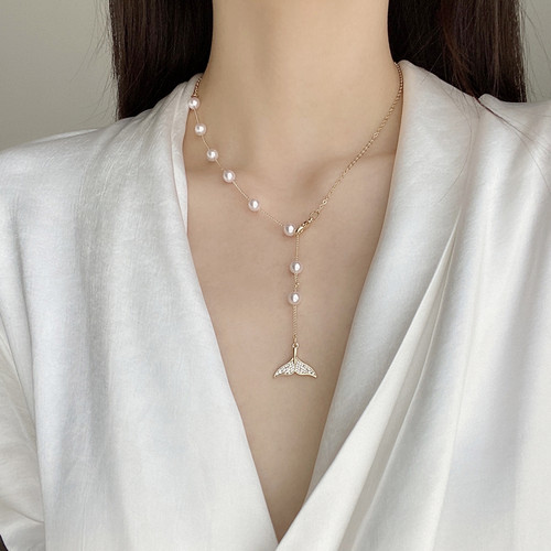 美人鱼尾小众设计珍珠新款项链