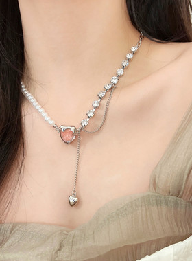 爱心拼接珍珠项链夏季