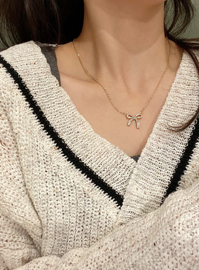 蝴蝶结女轻奢小众设计感气质项链