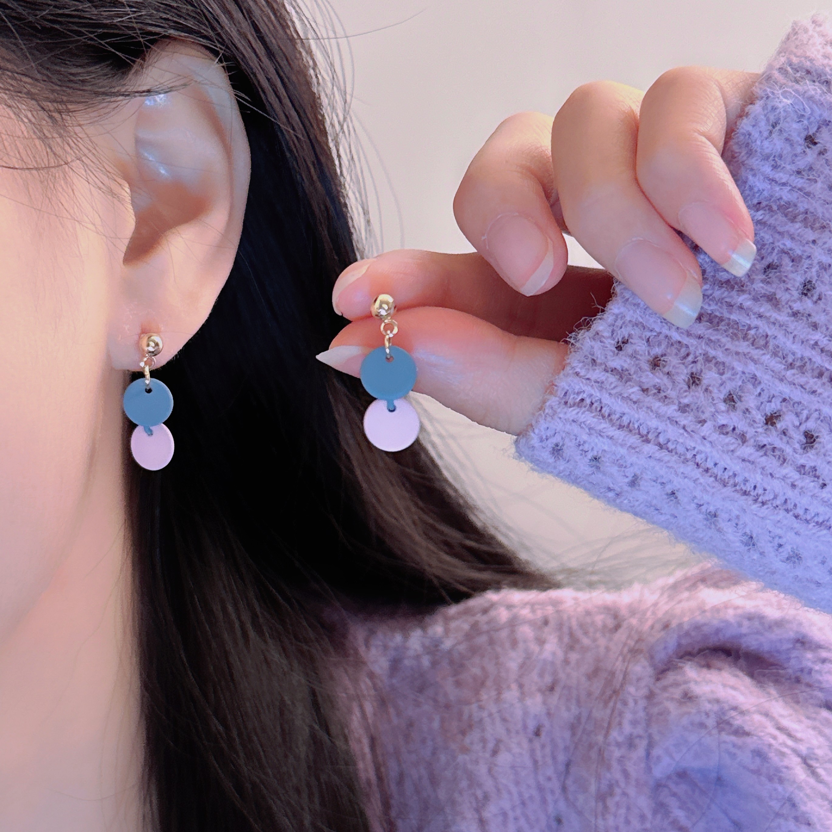 日韩风清新唯美撞色耳钉