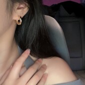 耳环女轻奢耳扣小众设计高级感铜合金2024新款 爆款 耳钉金色素耳圈