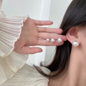珍珠耳钉轻奢高级感耳环2026新款 潮小众通勤蚊香夹耳夹无耳洞配饰