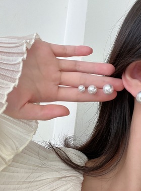 珍珠耳钉轻奢高级感耳环2026新款潮小众通勤蚊香夹耳夹无耳洞配饰
