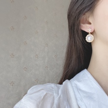 S925银针法式复古珍珠耳环吊坠镶钻精致浪漫高级感名媛气质耳钉