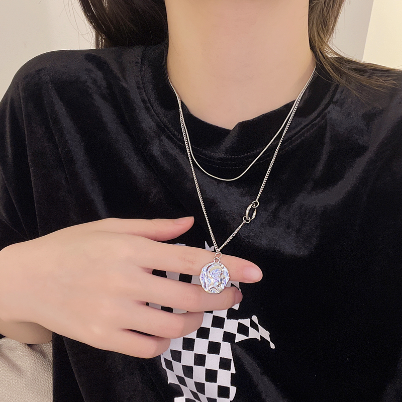 轻奢小众抽象人脸双层卫衣项链女ins潮嘻哈设计感辣妹装饰毛衣链