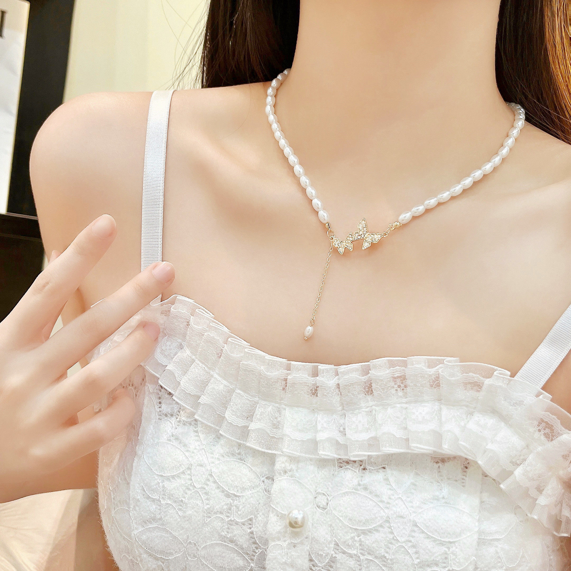 巴洛克珍珠项链女蝴蝶锁骨链小众设计高级感轻奢气质颈链新款配饰