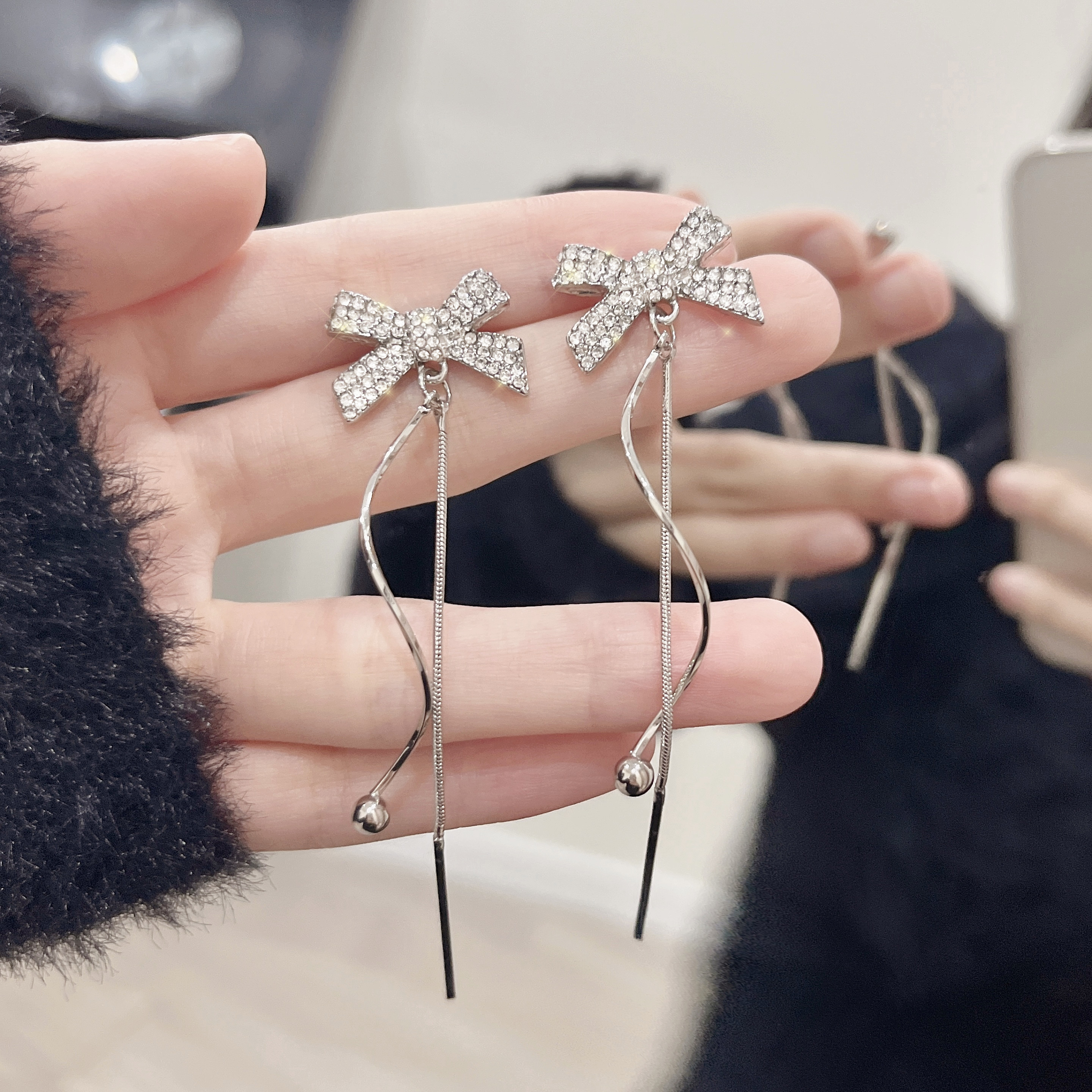 蝴蝶结流苏耳钉女小众设计感高级2024年新款潮耳环耳饰无耳洞耳夹,饰品/流行首饰/时尚饰品新,耳环,淘宝优惠券,粉丝福利购,淘宝优惠卷