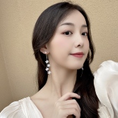 森系超仙显脸瘦耳环小花韩国气质简约百搭长款 耳钉耳坠耳夹 时尚