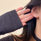 s925通体银星星耳钉女银豆豆养耳洞网红学生简约迷你小巧耳棒耳钉