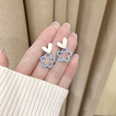 ins镂空花朵耳钉小清新爱心撞色甜美可爱简约耳饰2025新款 潮耳环