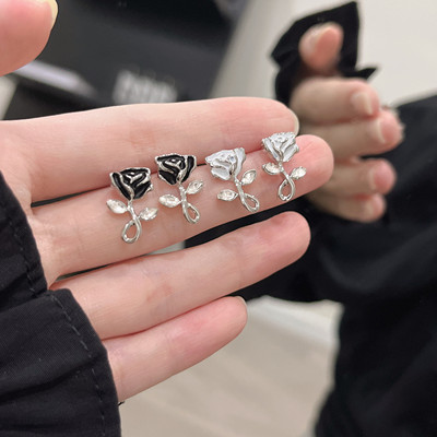 甜酷玫瑰花耳钉超仙设计小众