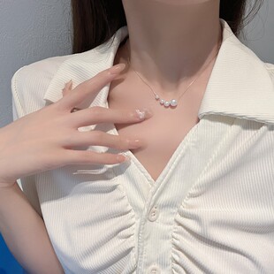 珍珠项链2024年新款女夏季锁骨链高级轻奢小众设计感颈链简约配饰