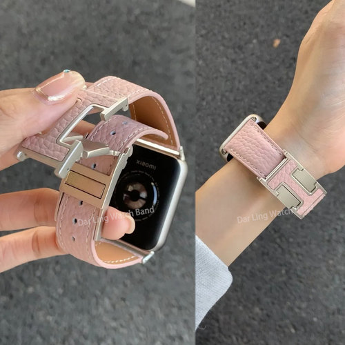 H扣荔枝纹适用小米手环9Pro复古8Pro小牛皮7pro红米watch6/54表带