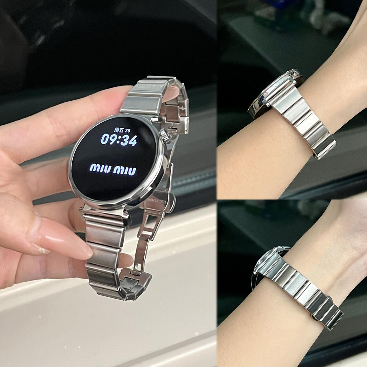 不锈钢小蛮腰金属蝴蝶扣表带适用华为GT7GT6Watch5GT54高级FIT5/4