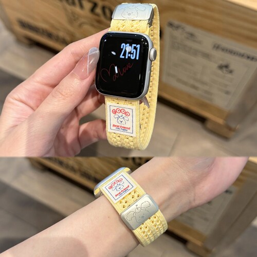 适用iwatchS11可爱小狗针织磁吸表带苹果s1098华为Fit4/3小米9Pro
