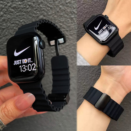 新款海洋液态硅胶运动磁吸表带适用华为Fit5/FIT4苹果S10s9se通用