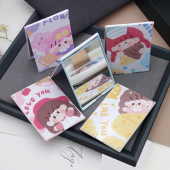 折叠小号镜子日式 学生方形梳妆单面小镜 随身化妆卡通高清镜便携式