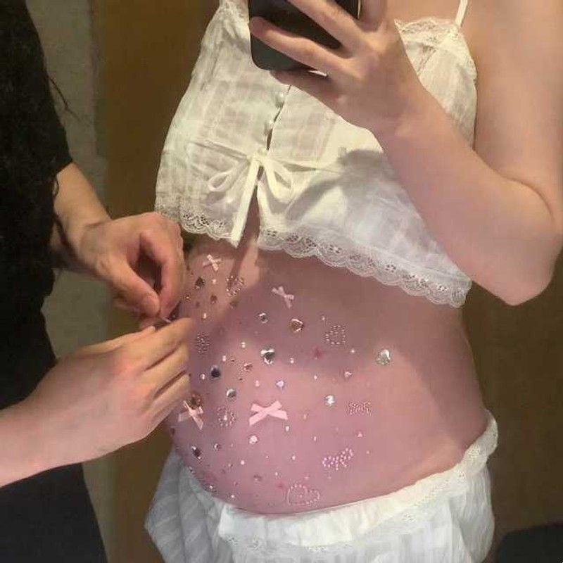 【钻石房】孕妇肚子贴纸siy蝴蝶结爱心立体装饰贴孕妇照拍照道具