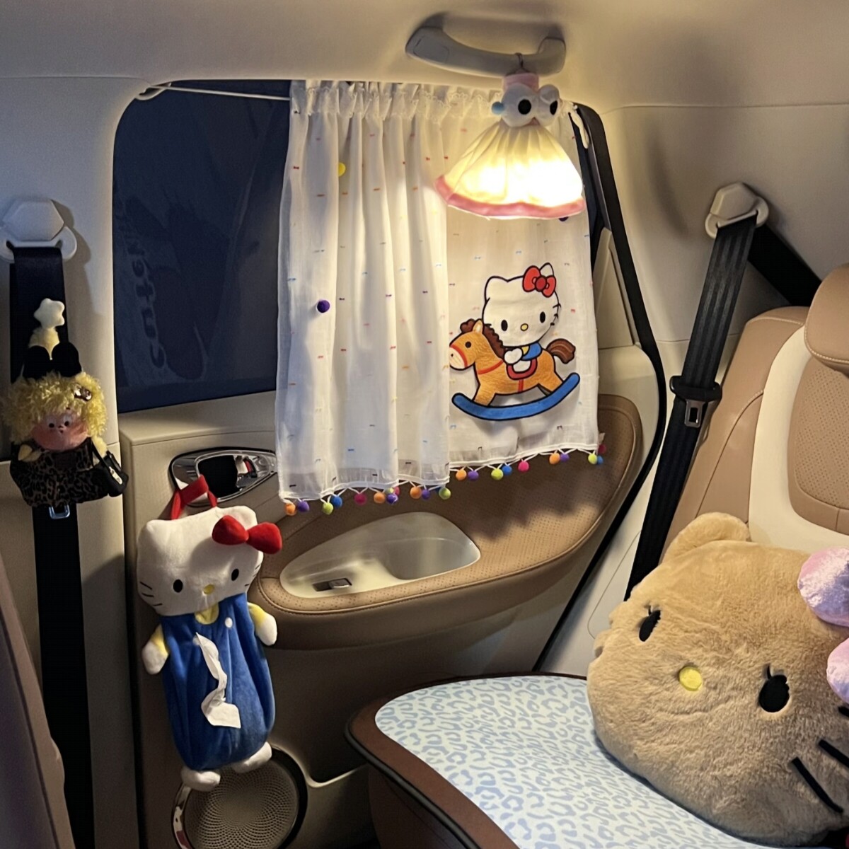 可爱猫咪汽车遮阳帘夏季卡通吸盘式双层彩虹帘宝宝车载防晒隔热帘