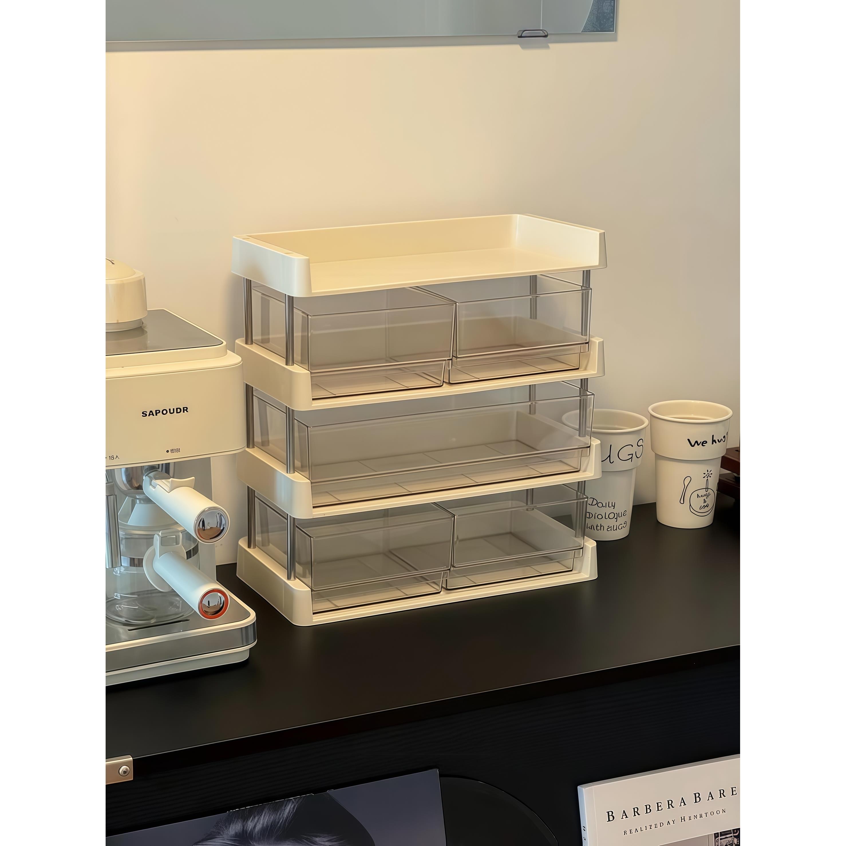 【收纳好物】多功能桌面置物架茶品化妆品多层分区收纳带框大容量