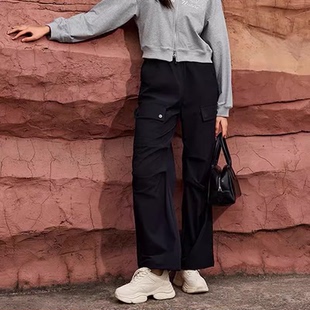 时尚 百搭个性 休闲裤 朵以正品 裤 新款 工装 宽松39DQ208012 2024秋装