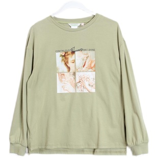 朵以2021春秋新款时尚百搭印花套头卫衣休闲T恤圆领36DC326095