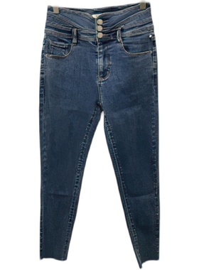 2022朵以秋装新款时尚百搭高腰牛仔裤铅笔裤小脚裤显瘦37DQ231101