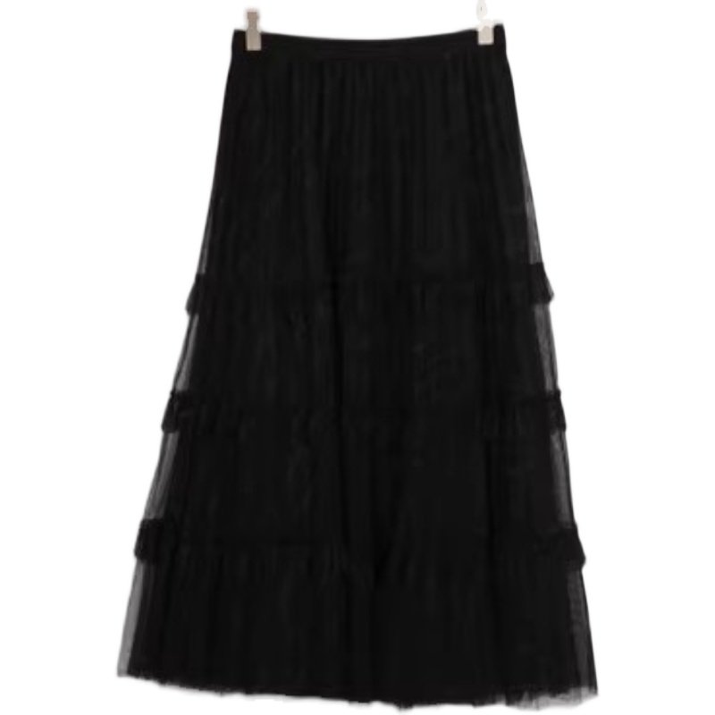 朵以中长裙气质网纱半身裙