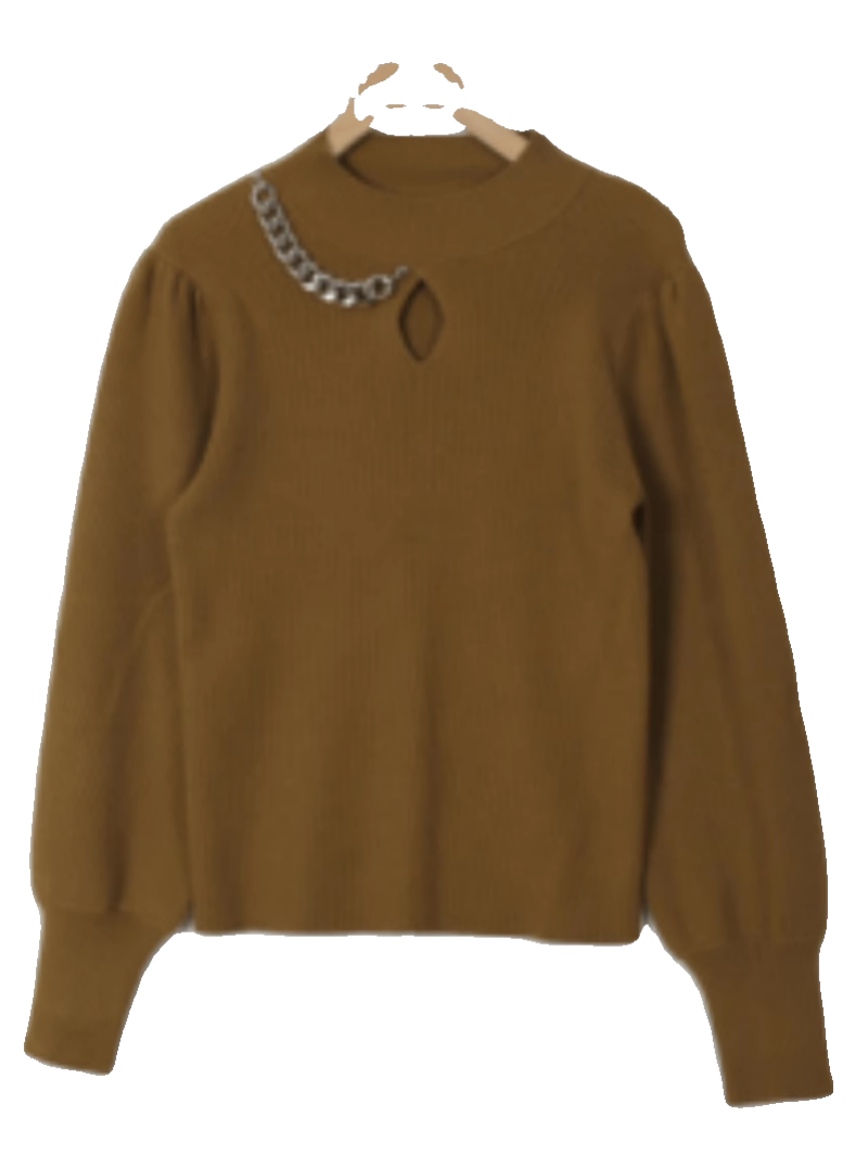 朵以半高领套头镂空针织衫