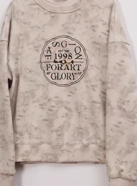 朵以2024冬装新款时尚百搭加绒印花卫衣休闲上衣圆领39DD311103