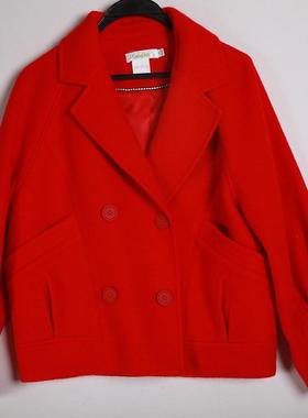 朵以新款冬装时尚韩版短款呢子毛呢外套荷叶袖设计感32DD431018