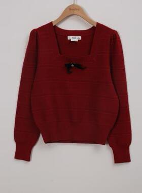 朵以2024春装新款时尚甜美气质方领针织衫毛衣上衣39DC531157