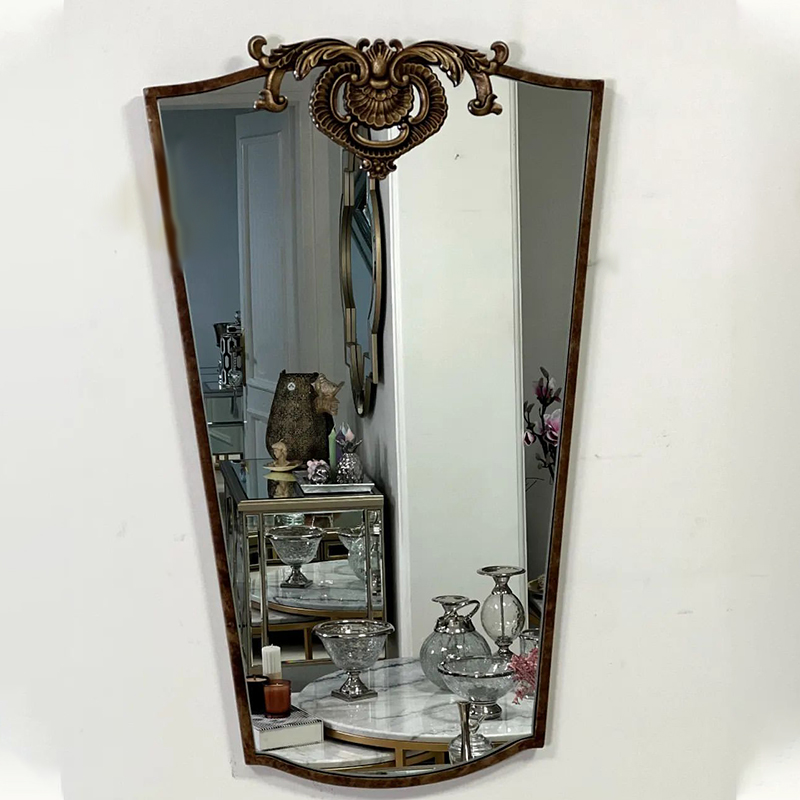 法式女生卧室异形网红落地镜子复古全身穿衣镜高级挂墙落地试衣镜