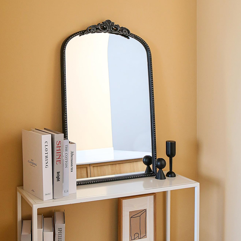 美式复古雕花化妆镜法式浴室镜壁挂洗手台梳妆镜智能玄关装饰镜子