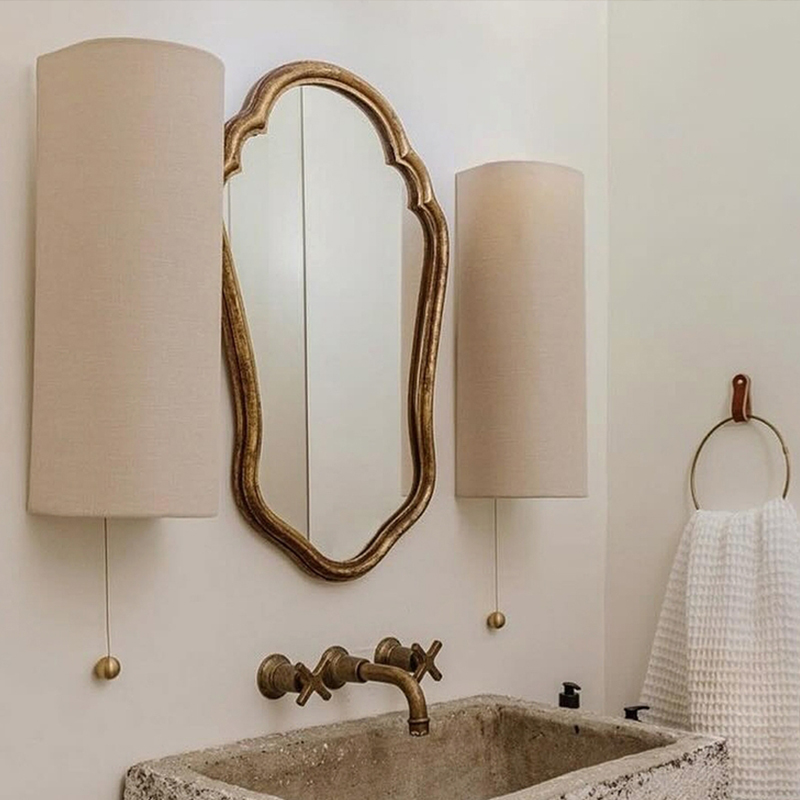 美式异形浴室镜壁挂卫生间镜子复古妆台化妆镜欧式中古梳妆镜挂镜