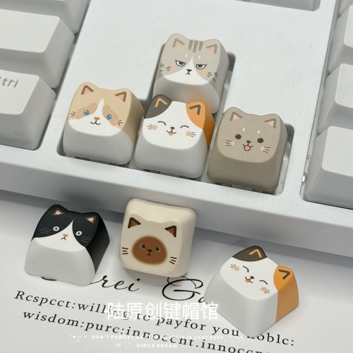 手工粘土猫咪键帽DIY树脂透明透光猫爪键帽机械键盘定制专拍链接