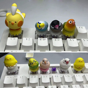 2025新款卡通手办可爱立体鹦鹉十字轴键帽个性手工定制创意礼物装