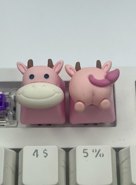 DIY定制可爱立体牛牛兔子键帽少女粉机械键盘R4 ESC十字轴键帽