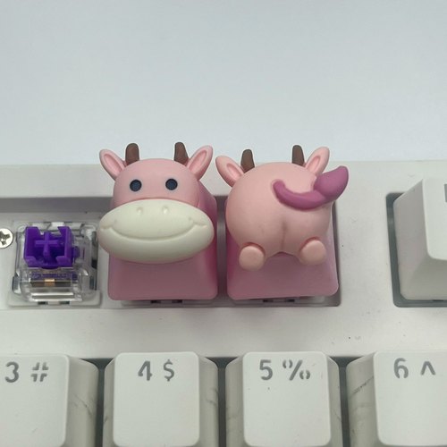 DIY定制可爱立体牛牛兔子键帽少女粉机械键盘R4 ESC十字轴键帽