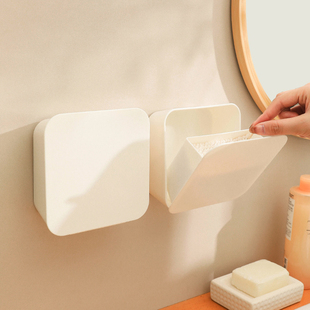 挂墙上的化妆棉收纳带盖防尘卸妆棉盒子棉签棉棒壁挂式桌面杂物盒