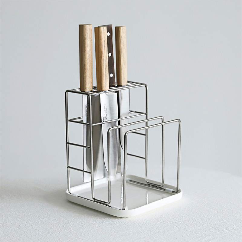 简约304不锈钢刀架砧板架加厚厨房沥水多功能收纳小东西大收纳