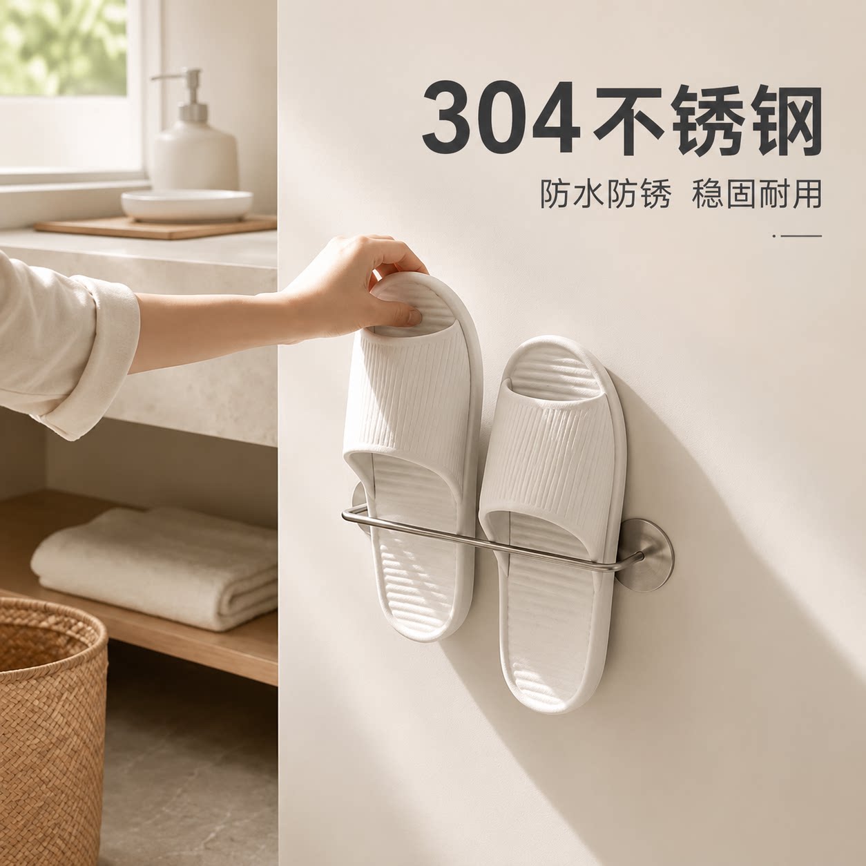 ins风不锈钢拖鞋挂架免打孔图片