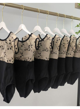 女童短袖锦纶芭蕾舞练功体服刺绣